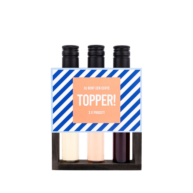 PRIMERA - Wijngift - tubes in rekje - Jij bent een echte TOPPER, 3 x proost! - per 6