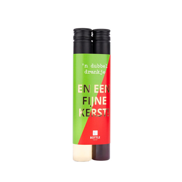 'n Dubbel drankje - En een fijne kerst! (Groen/Rood/Goud) - per 6
