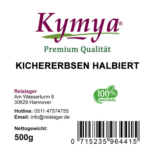 Kichererbsen halbiert, natürlich, 500 g 