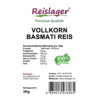 Vollkorn Basmati Reis, Organic, 3 kg