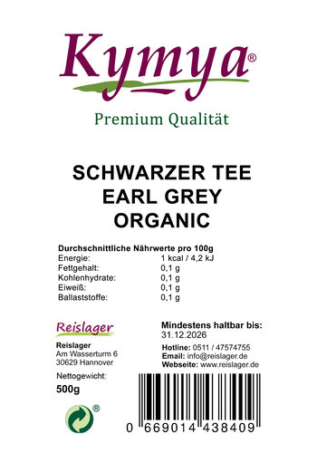 Schwarzer Tee Earl Grey 500g Organic 