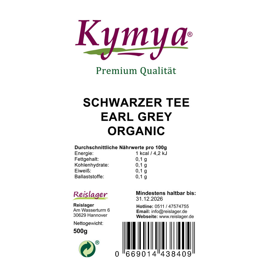 Schwarzer Tee Earl Grey 500g - Organic
