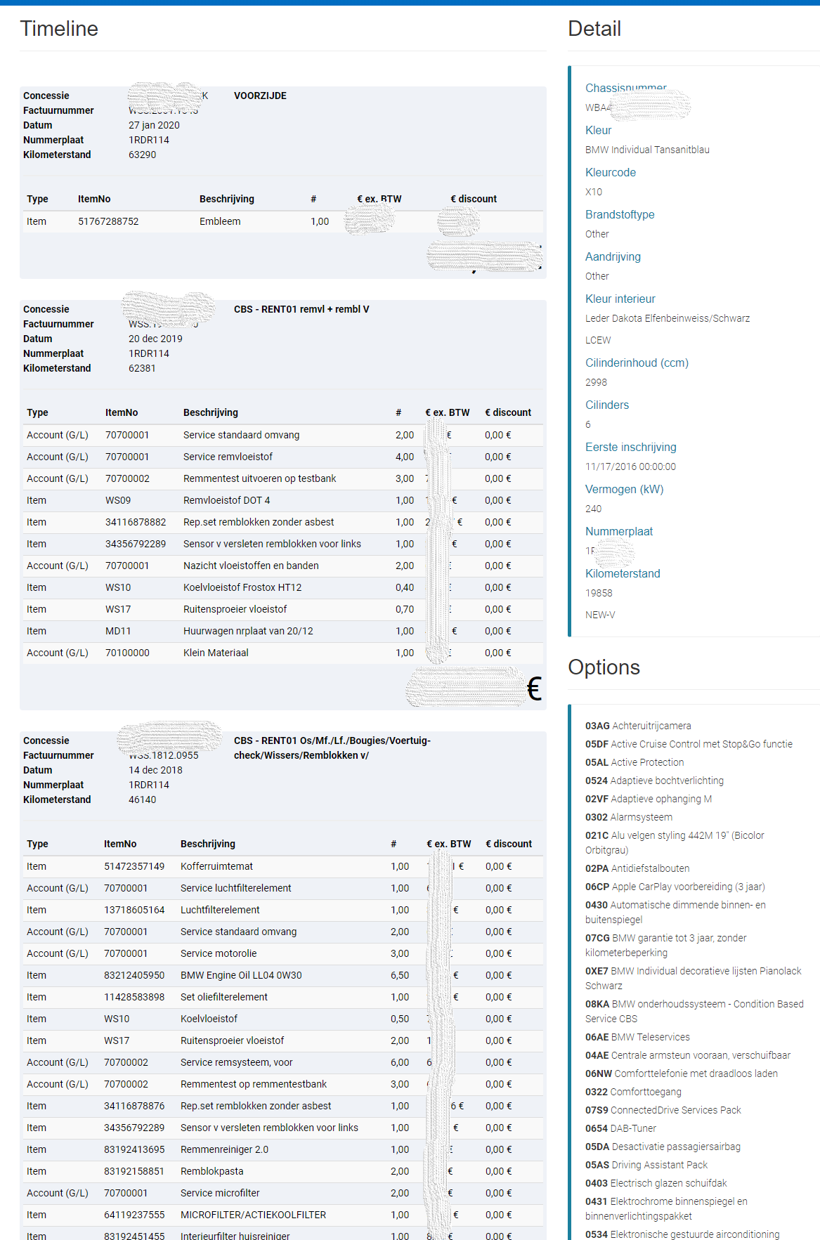 Carya Historique des véhicules
