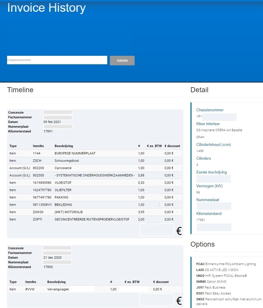 Carya Historique des véhicules