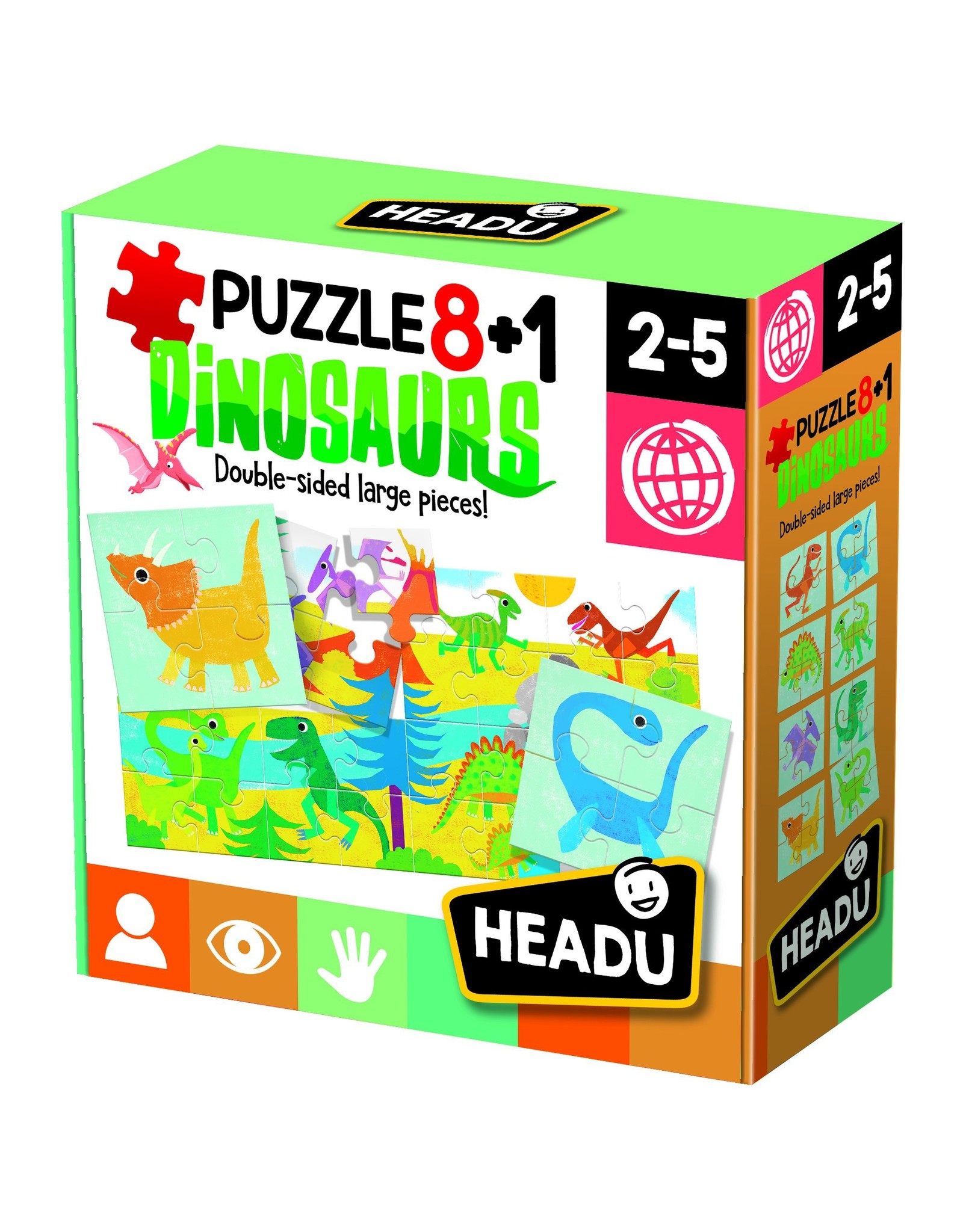 Headu Puzzle 8 + 1 Farm Dinosaurs Ages 2-5 Years