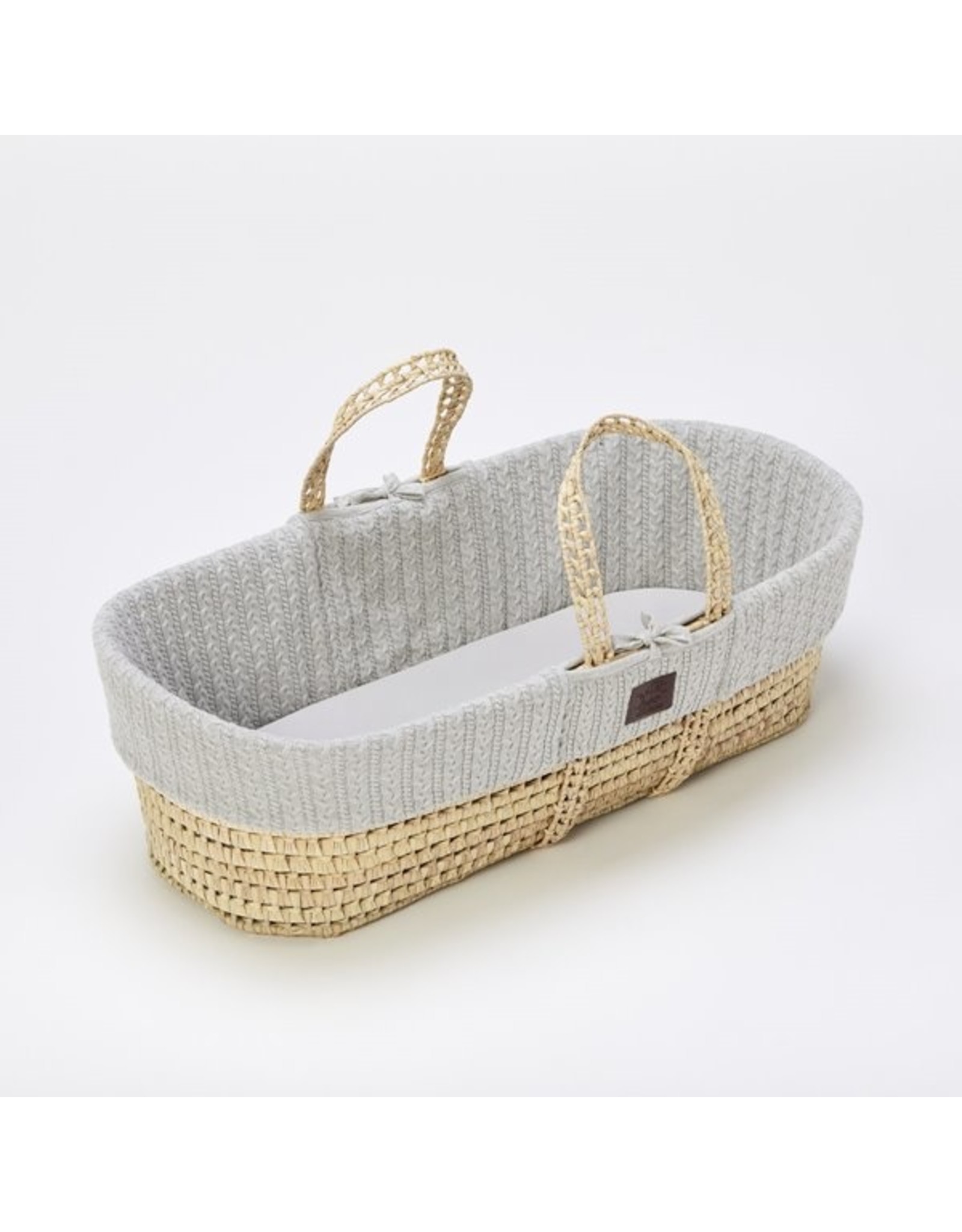 Little Green Sheep Natural Knitted Moses Basket & Mattress - Dove