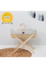 Little Green Sheep Natural Knitted Moses Basket & Mattress - Dove