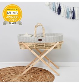 Little Green Sheep Natural Knitted Moses Basket & Mattress - Dove