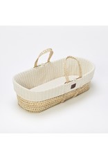 Little Green Sheep Natural Knitted Moses Basket Mattress & Stand- Linen