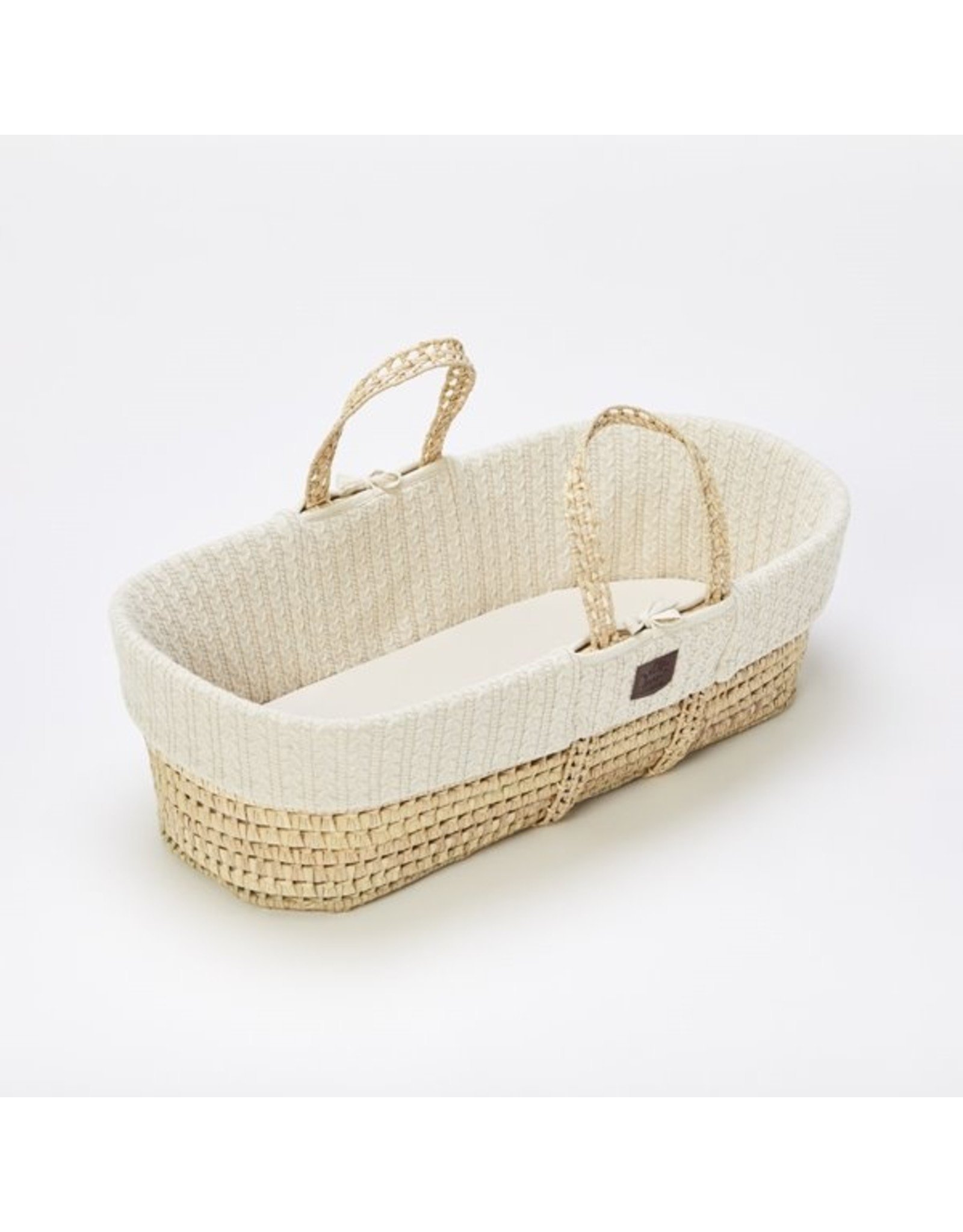 Little Green Sheep Natural Knitted Moses Basket Mattress & Stand- Linen