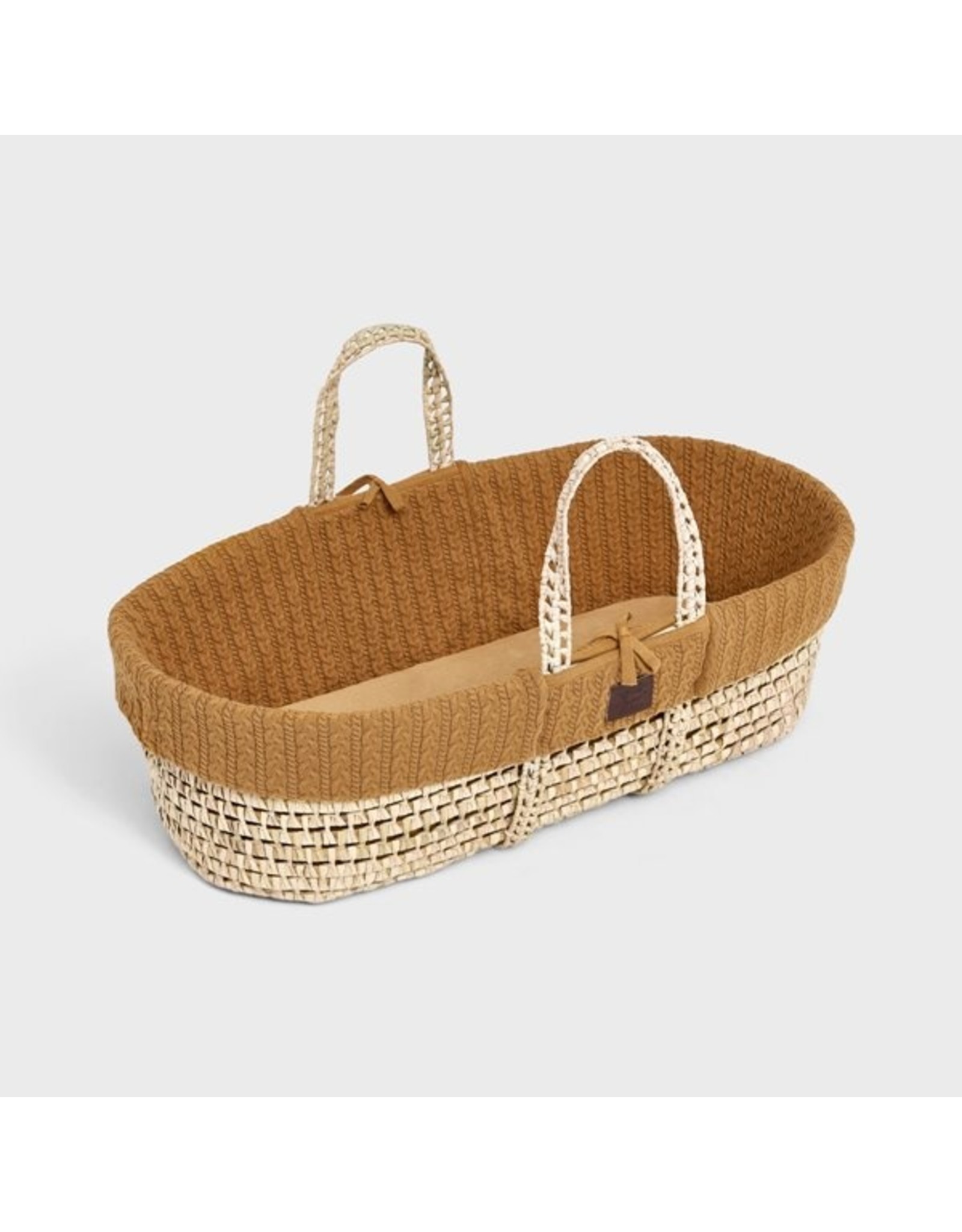 Little Green Sheep Natural Knitted Moses Basket & Mattress - Honey