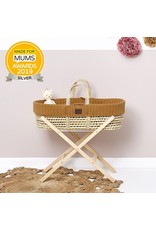 Little Green Sheep Natural Knitted Moses Basket & Mattress - Honey