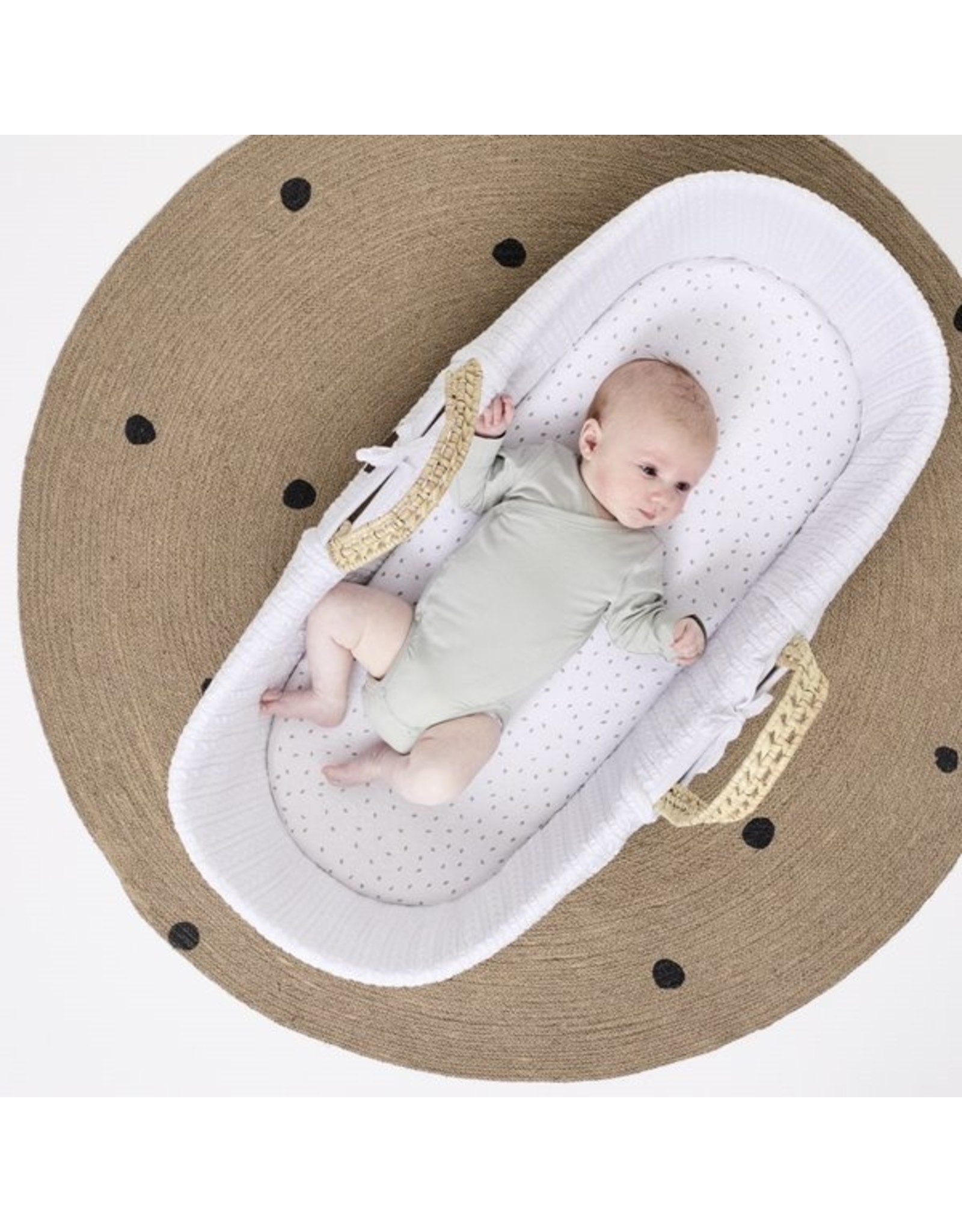 Little Green Sheep Natural Knitted Moses Basket Mattress & Stand - White
