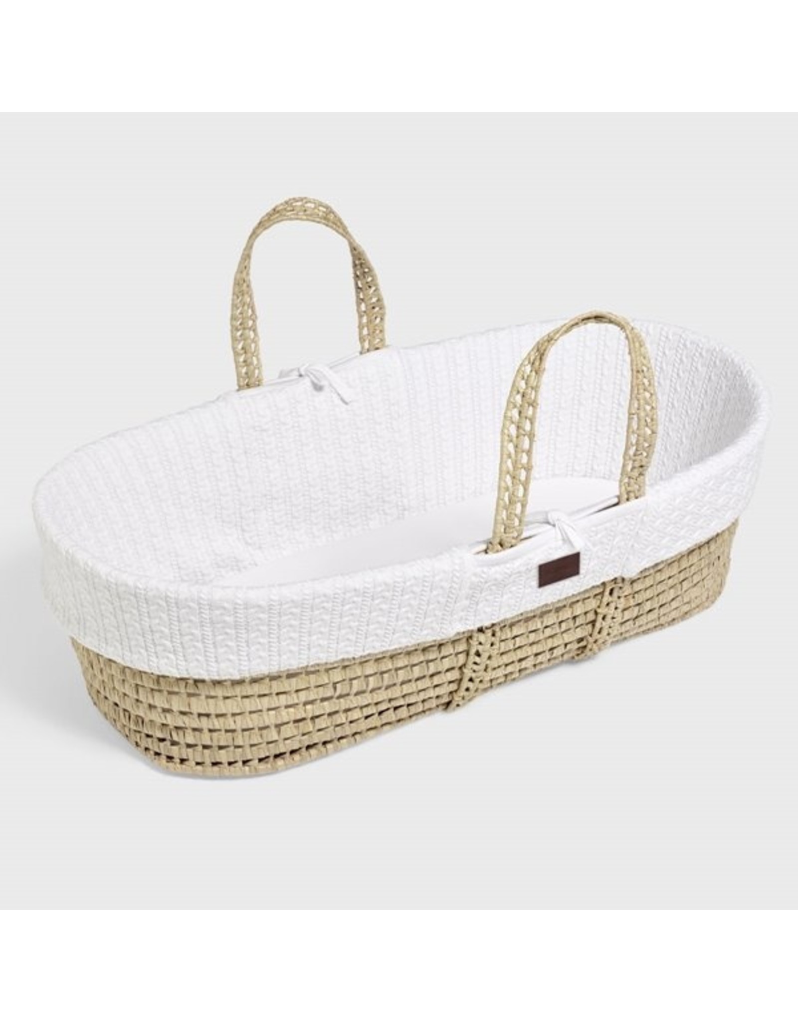 Little Green Sheep Natural Knitted Moses Basket Mattress & Stand - White