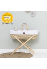 Little Green Sheep Natural Knitted Moses Basket Mattress & Stand - White