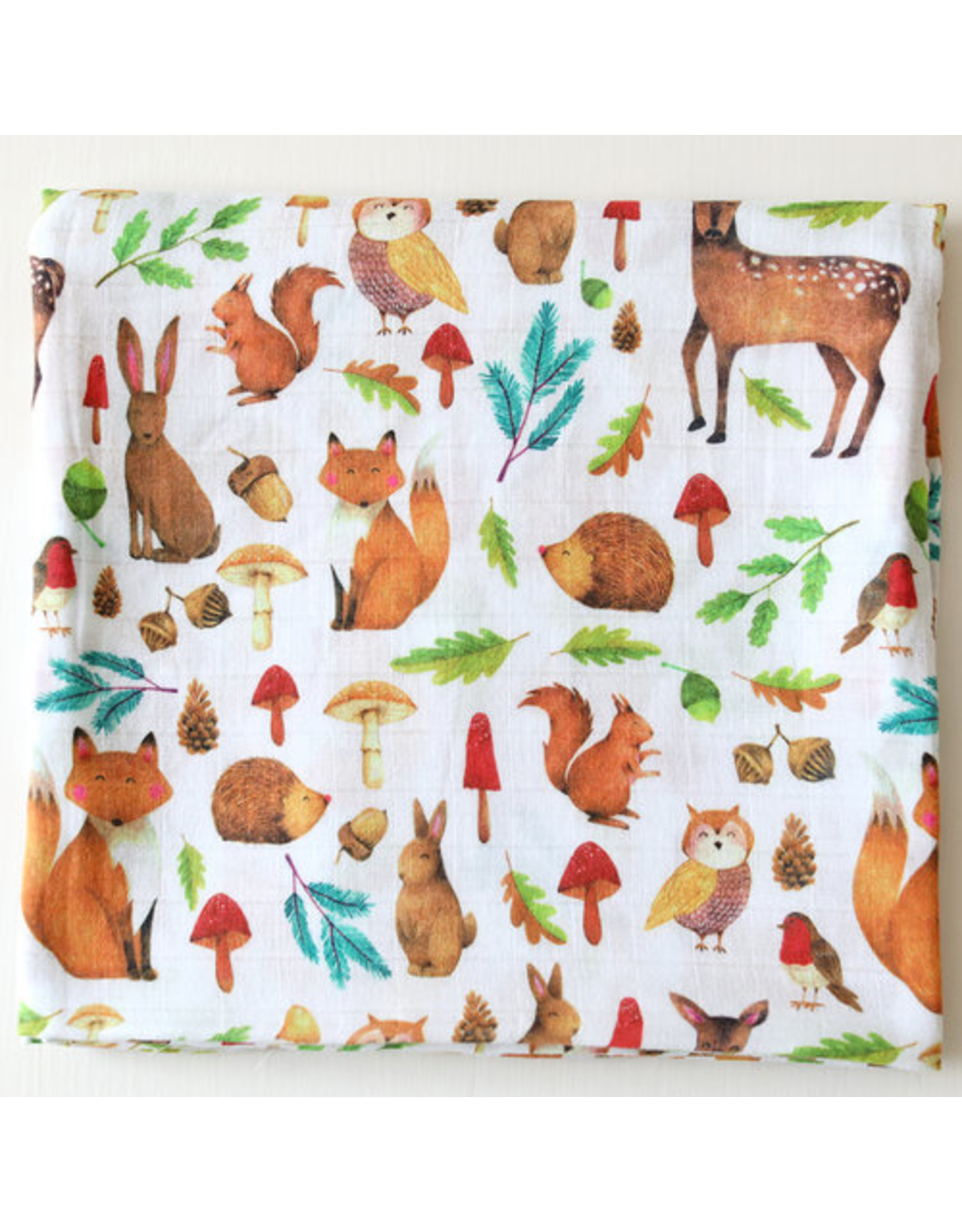 Fox in the Attic Muslin Swaddle Blanket - Woodland