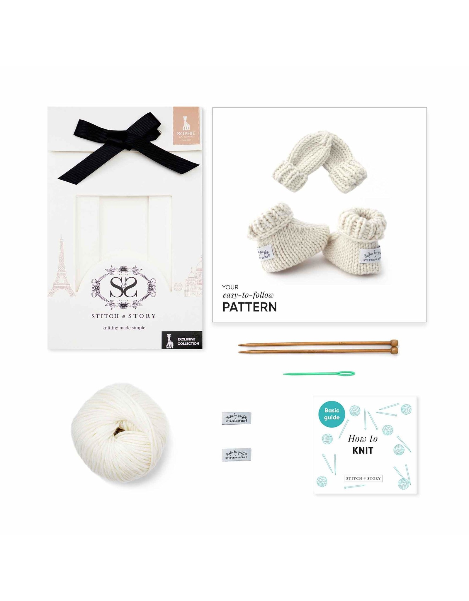 Stitch and Story Sophie La Girafe : Mini Mittens and Booties- Cream