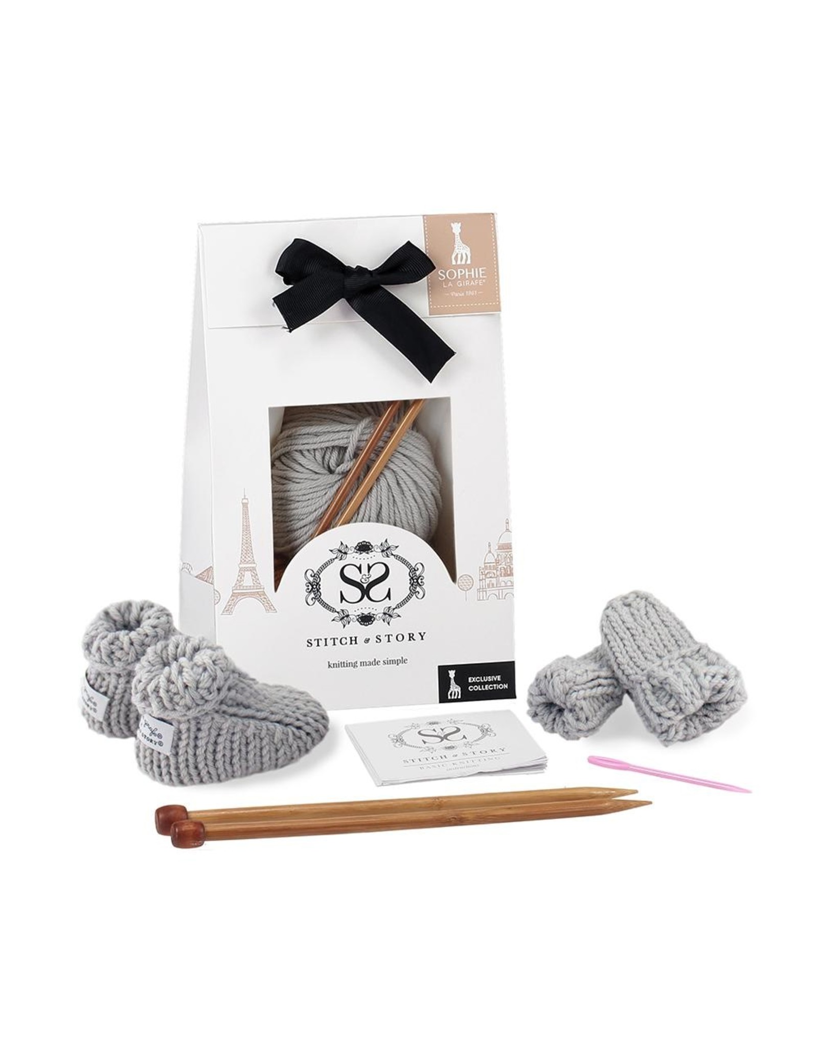 Stitch and Story Sophie La Girafe : Mini Mittens and Booties- Dove Grey