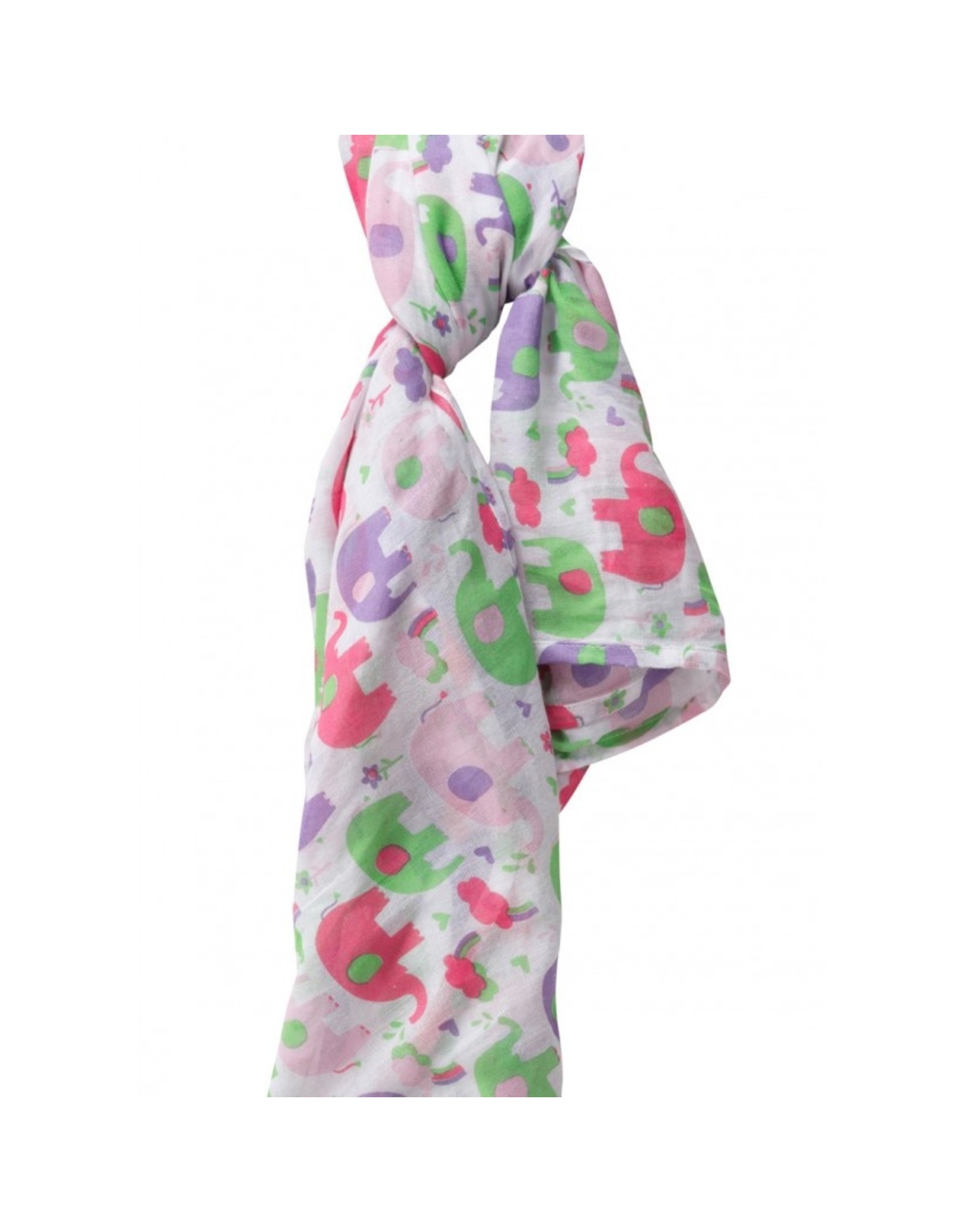 Piccalilly Muslin Swaddle - Pink Elephant