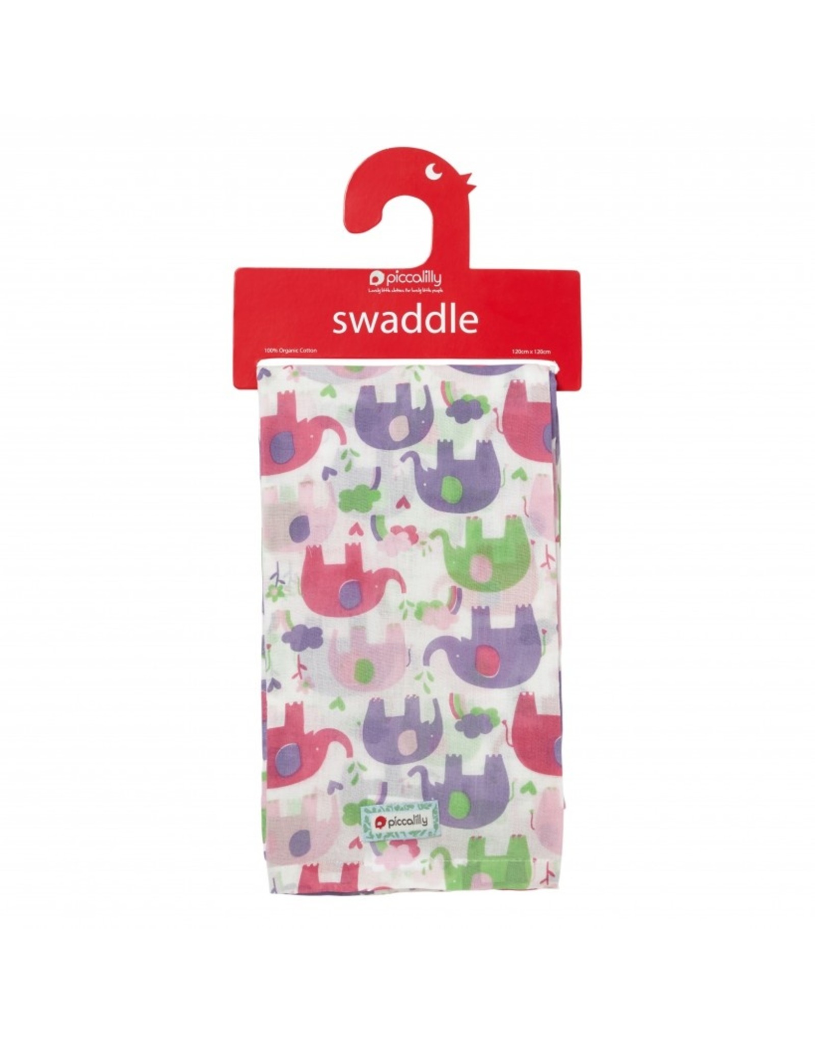Piccalilly Muslin Swaddle - Pink Elephant