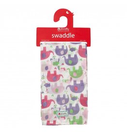 Piccalilly Muslin Swaddle - Pink Elephant