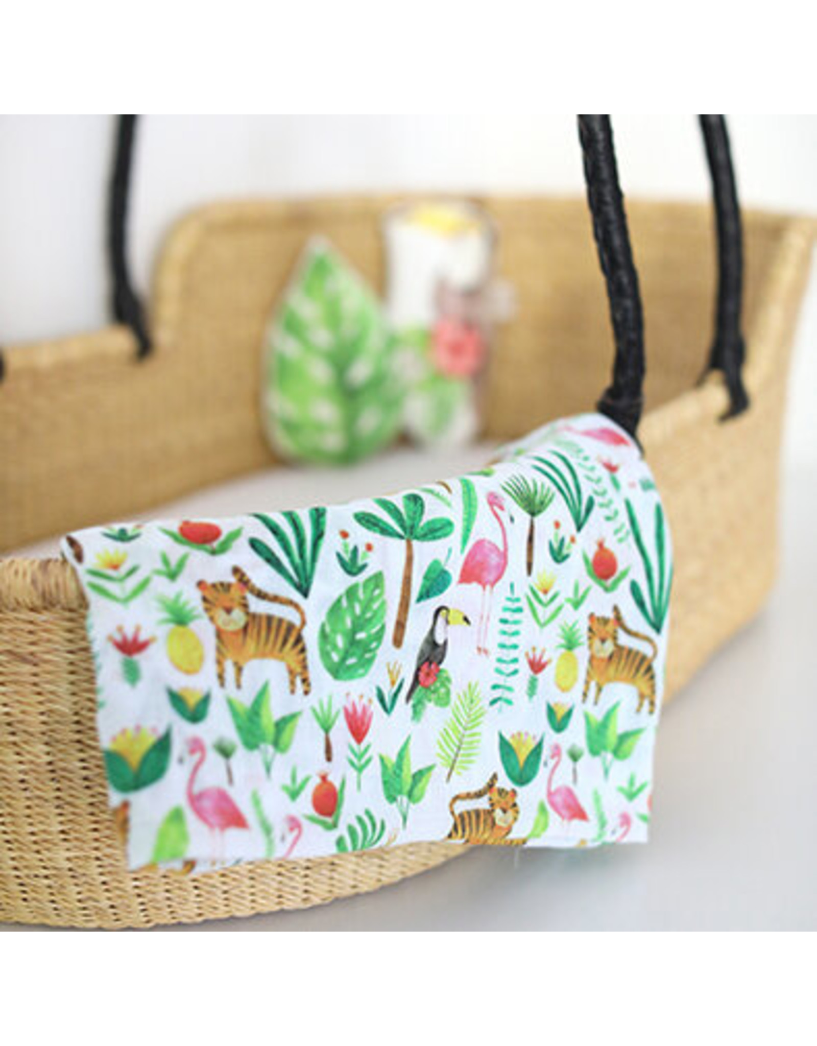 Fox in the Attic Muslin Swaddle Blanket -Tropical