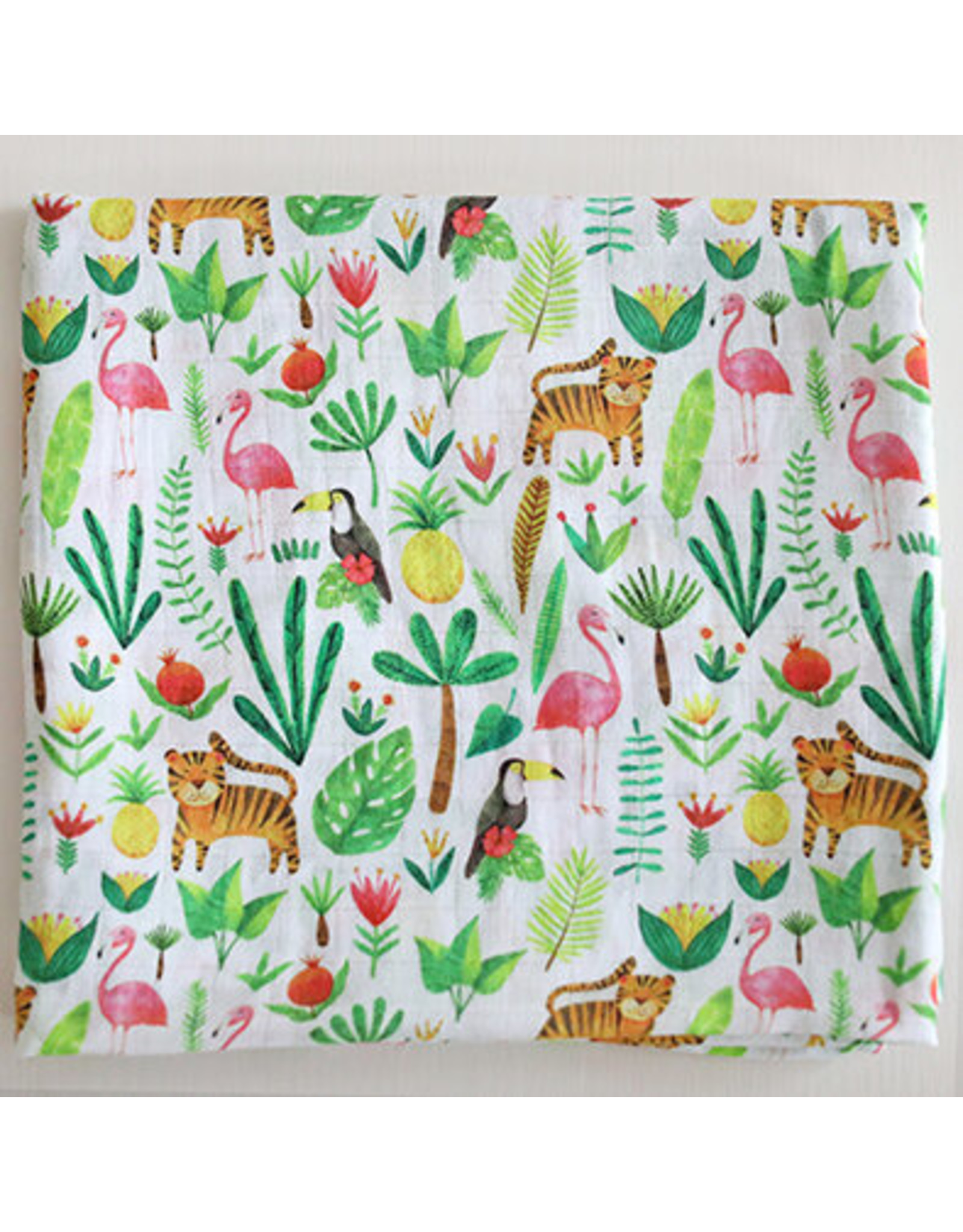 Fox in the Attic Muslin Swaddle Blanket -Tropical