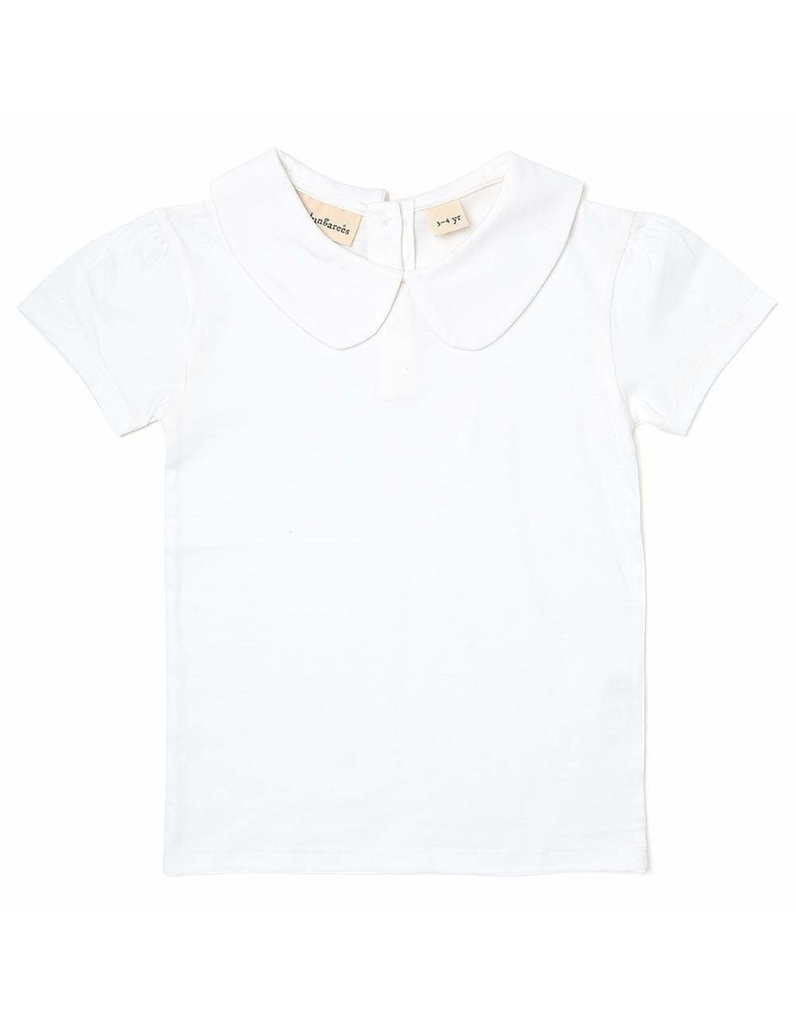 Dotty Dungarees Peter Pan Short Sleeved T Shirt- White- 4-5 Years