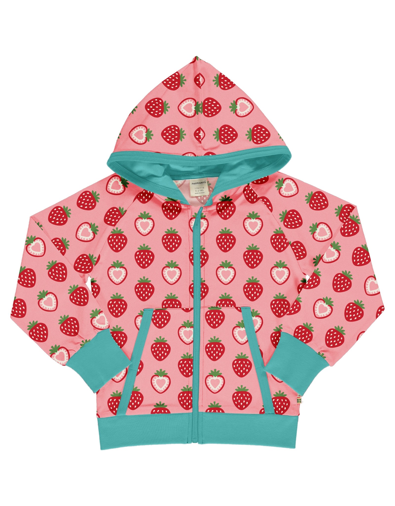 Maxomorra Maxomorra Cardigan Hood Strawberry