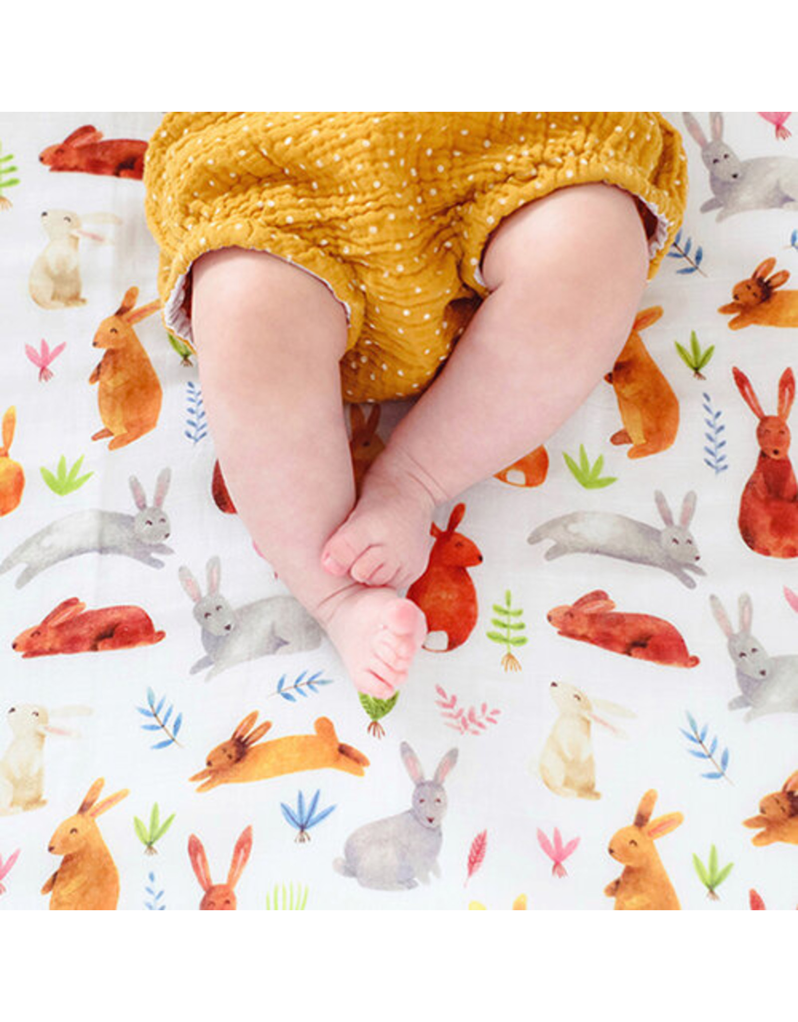 Fox in the Attic Muslin Swaddle Blanket - Bunnies