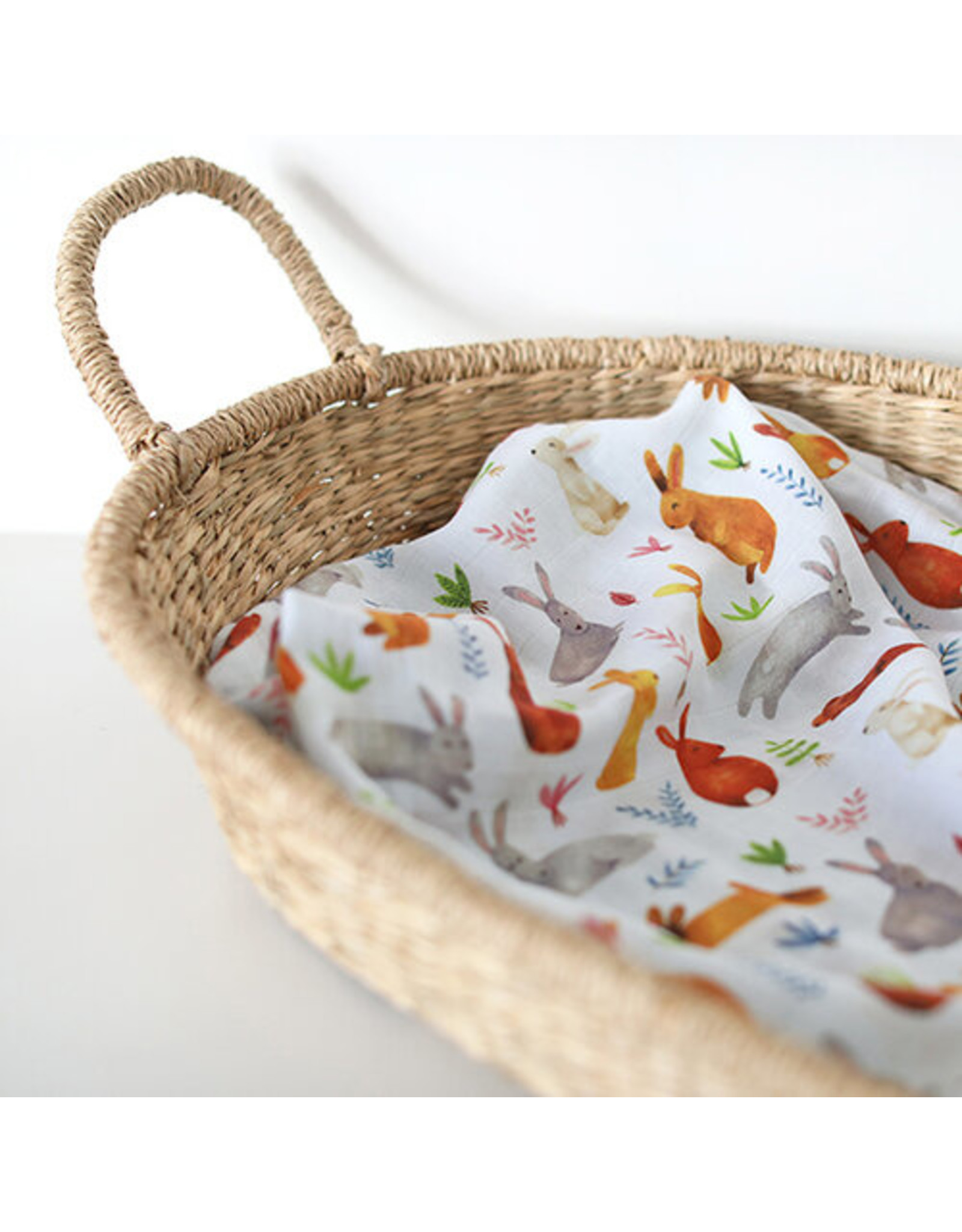 Fox in the Attic Muslin Swaddle Blanket - Bunnies