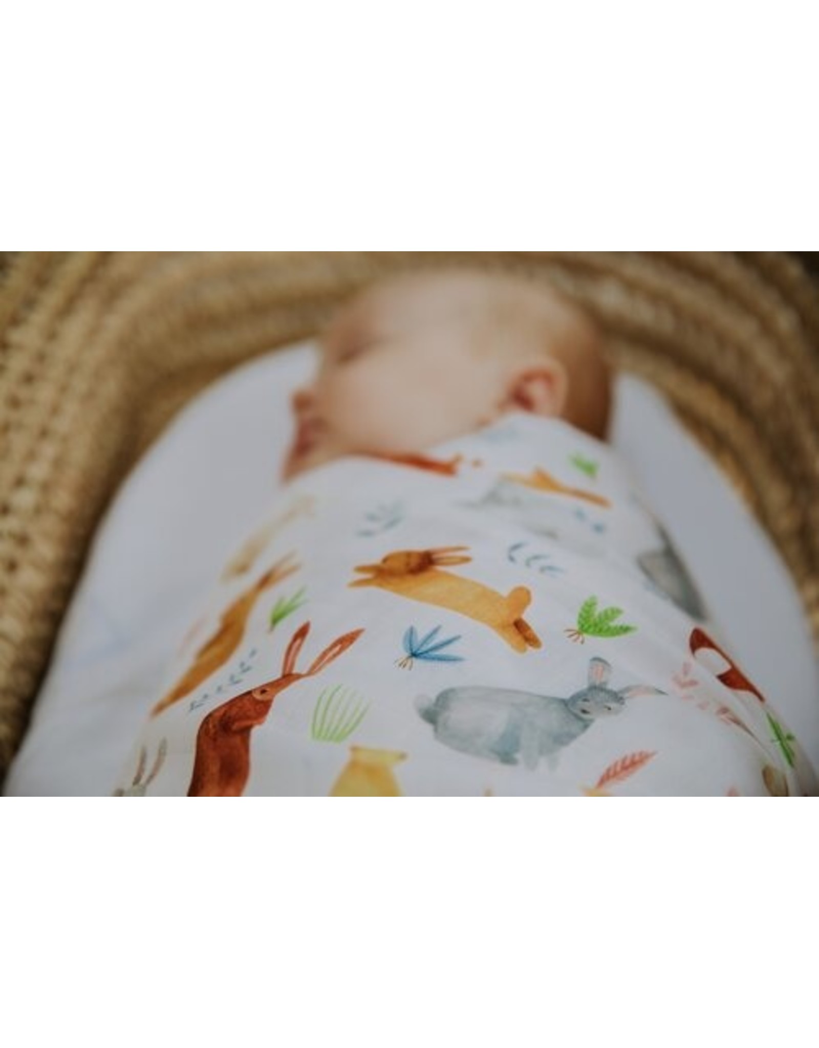 Fox in the Attic Muslin Swaddle Blanket - Bunnies