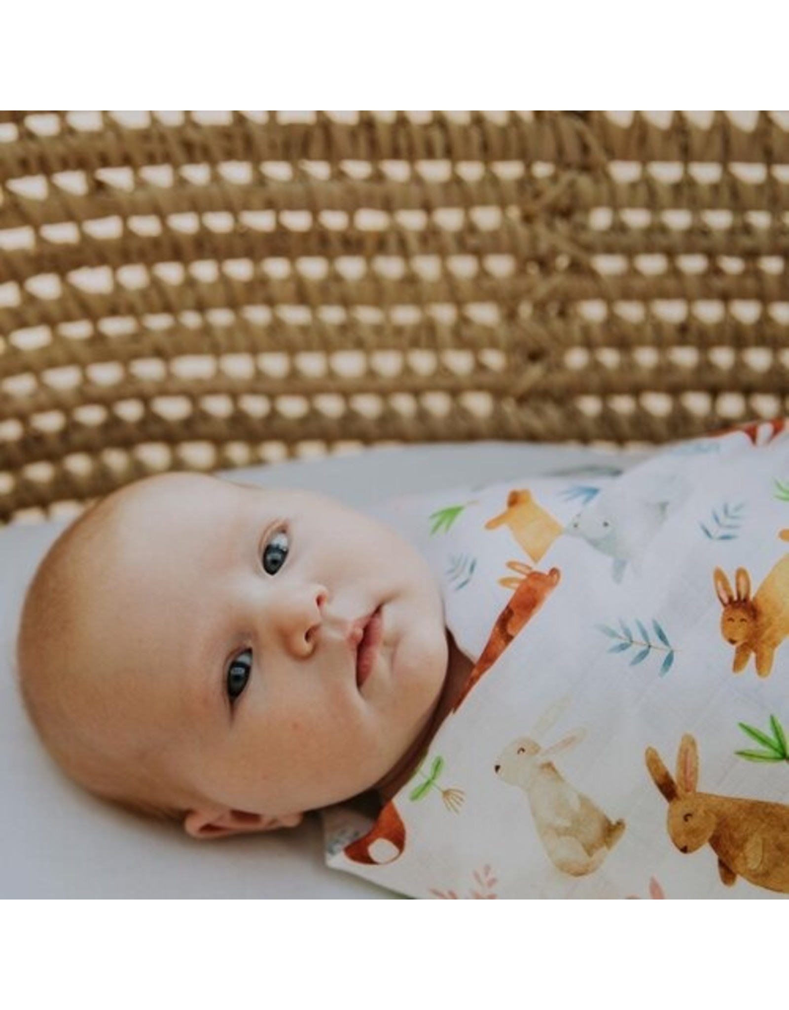 Fox in the Attic Muslin Swaddle Blanket - Bunnies