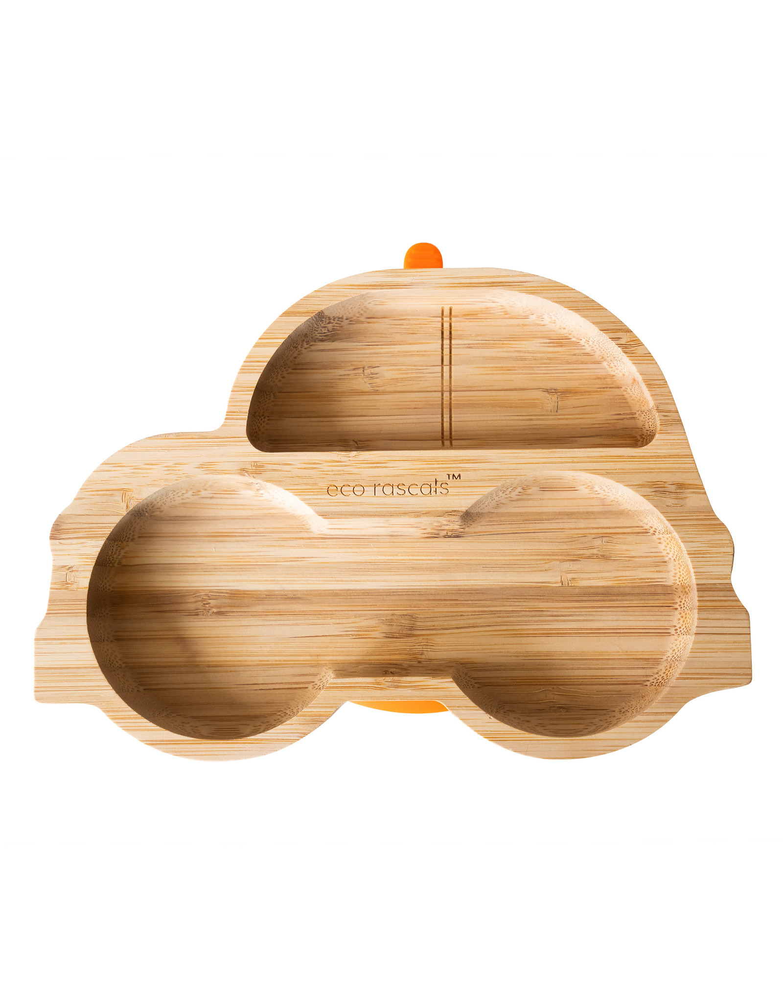 Eco Rascals Bamboo Suction and Section Plate - Car-Orange