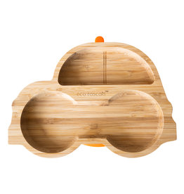 Eco Rascals Bamboo Suction and Section Plate - Car-Orange