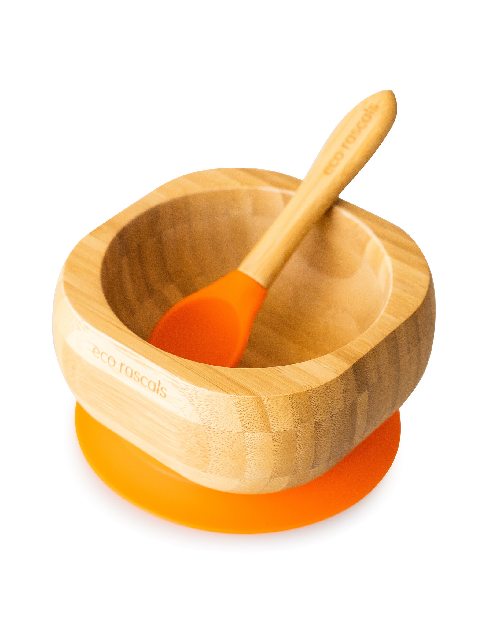 Eco Rascals Baby Bamboo Suction Bowl and Spoon Set - Orange