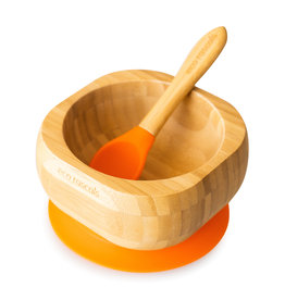 Eco Rascals Baby Bamboo Suction Bowl and Spoon Set - Orange