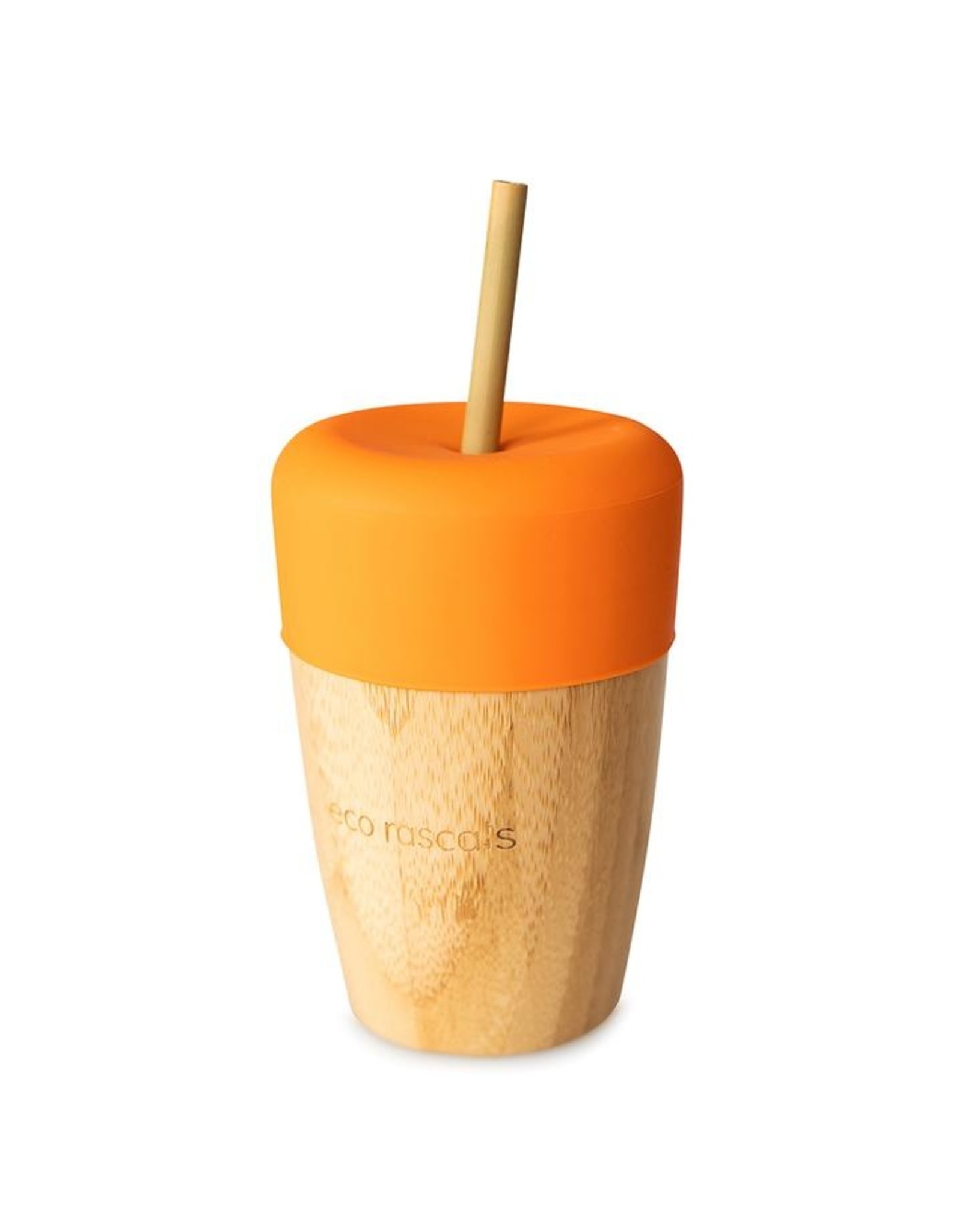 Eco Rascals Bamboo Cup ( 210ml) with Silicone Topper and 2 Bamboo Straws - Orange