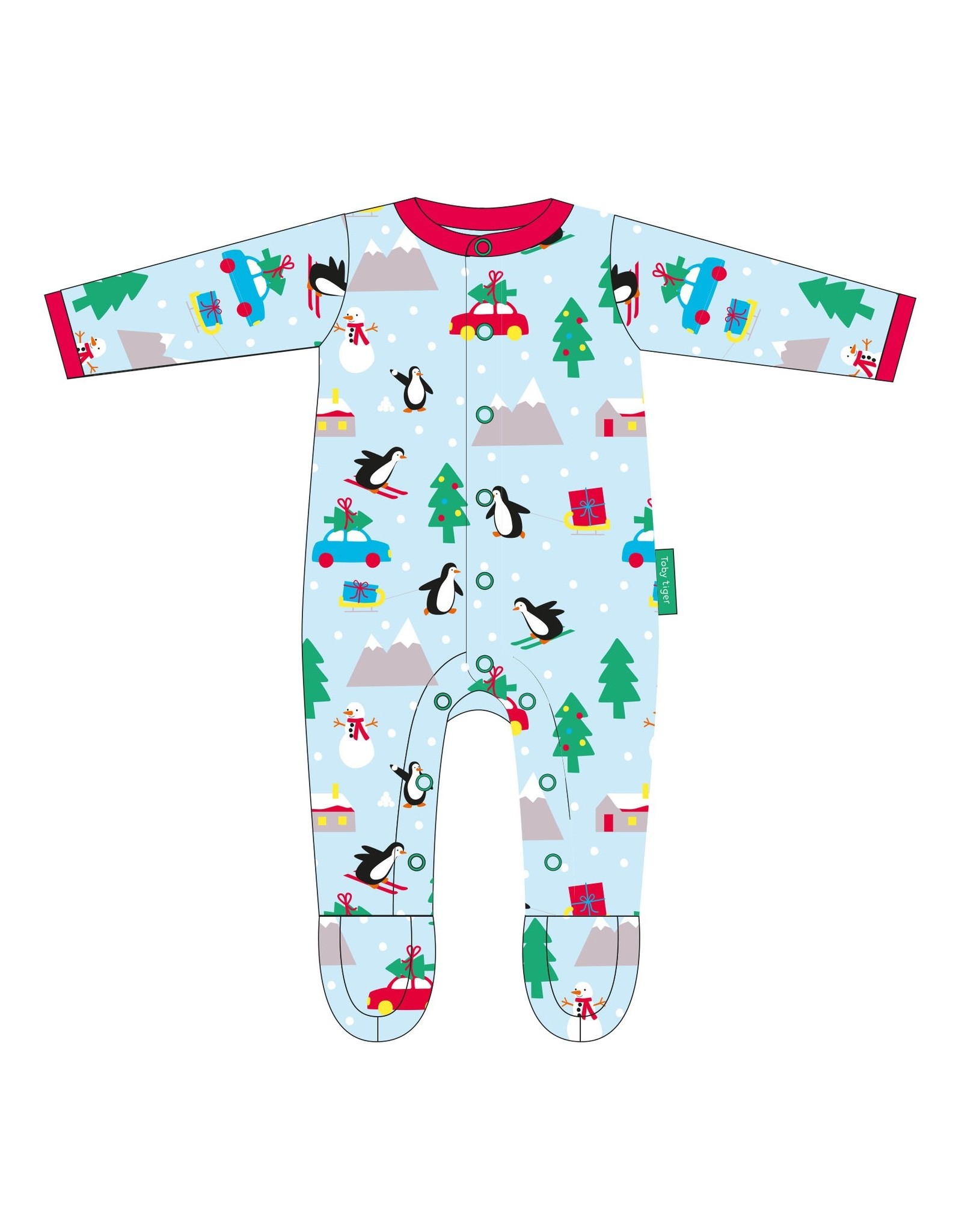 Toby Tiger Toby Tiger Organic Penguins Christmas Babygro - 0-3 Months
