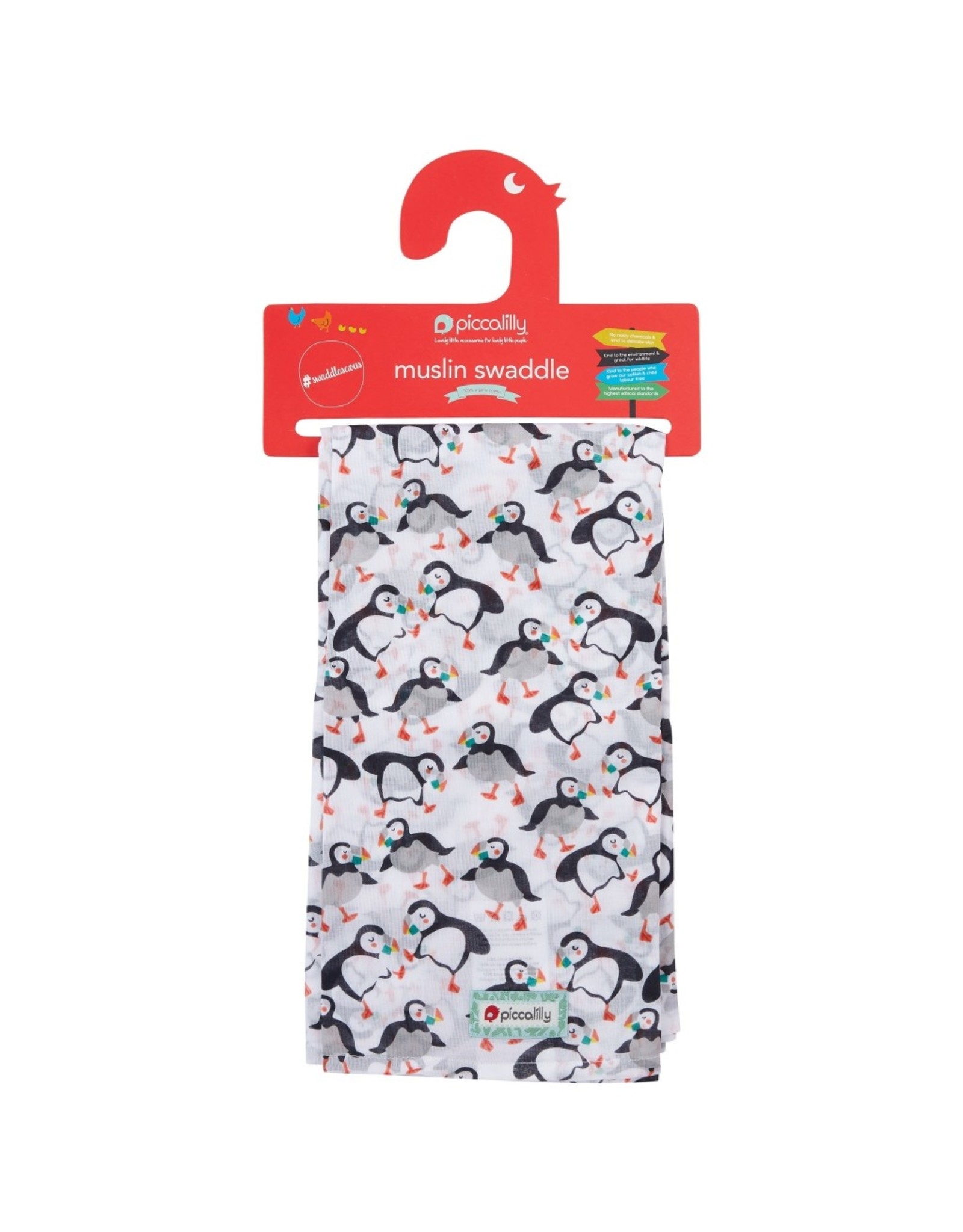 Piccalilly Piccalilly 2 Pack Baby Bodysuits - Puffin