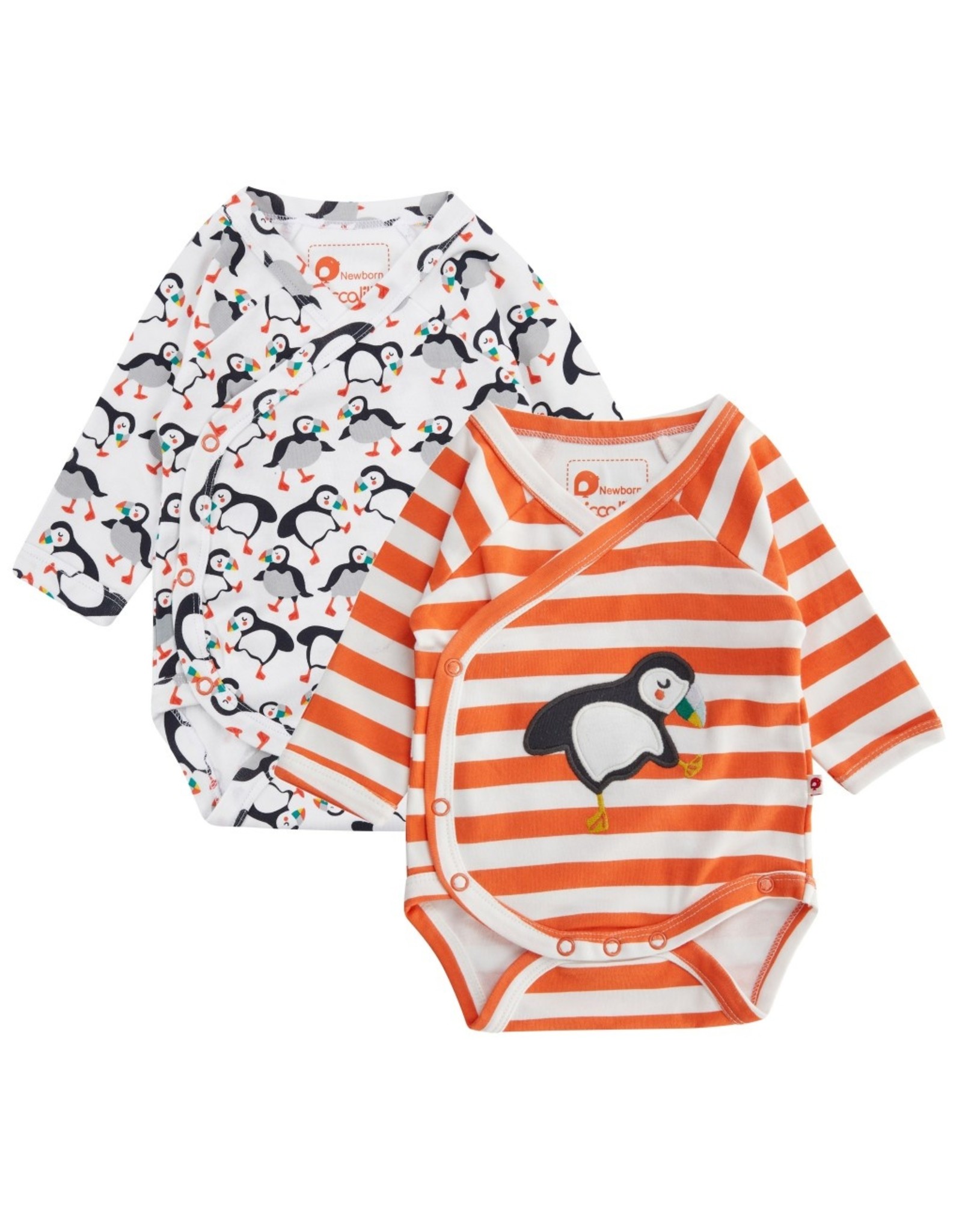Piccalilly Piccalilly 2 Pack Baby Bodysuits - Puffin