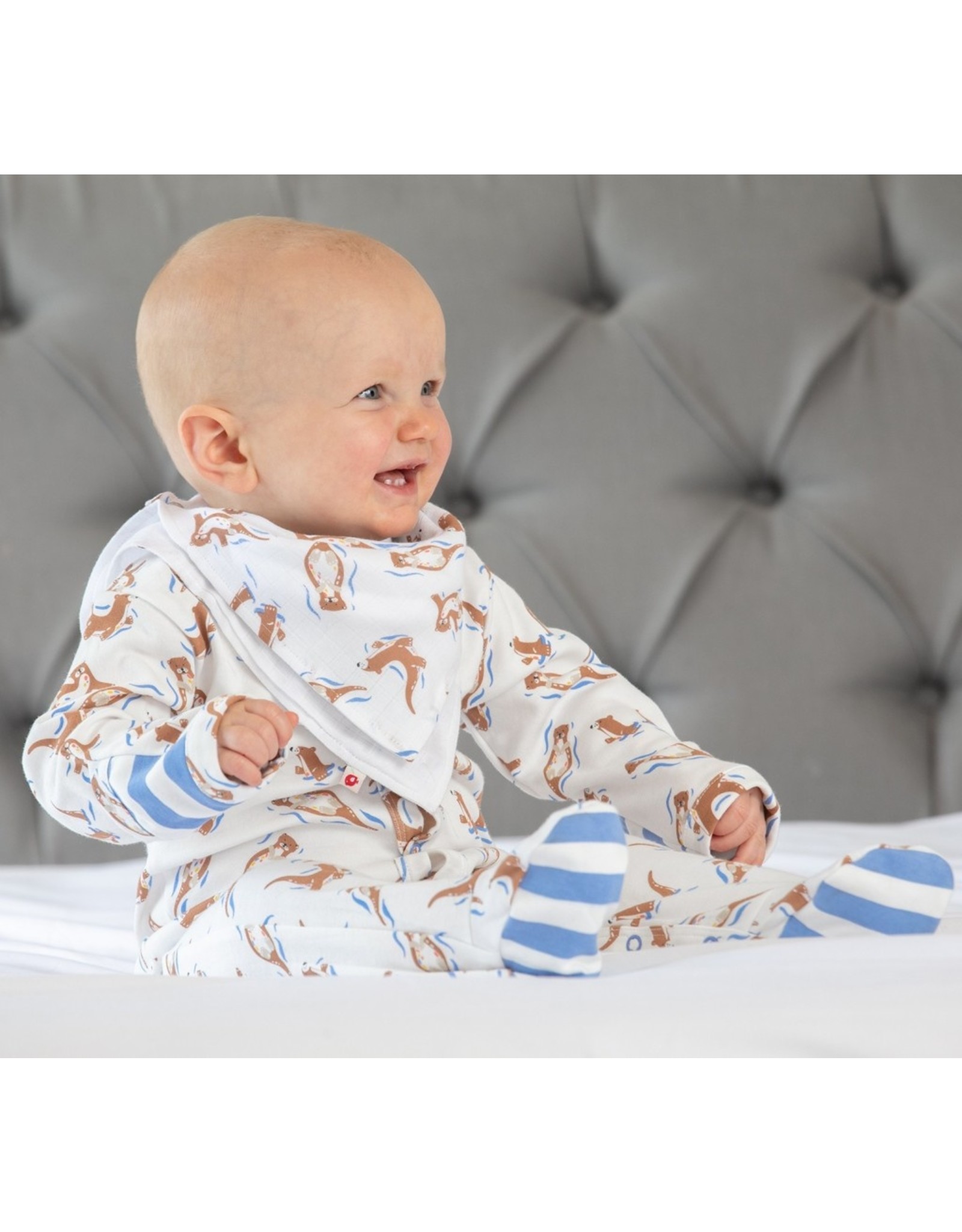 Piccalilly Piccalilly Footed Sleepsuit - Otters