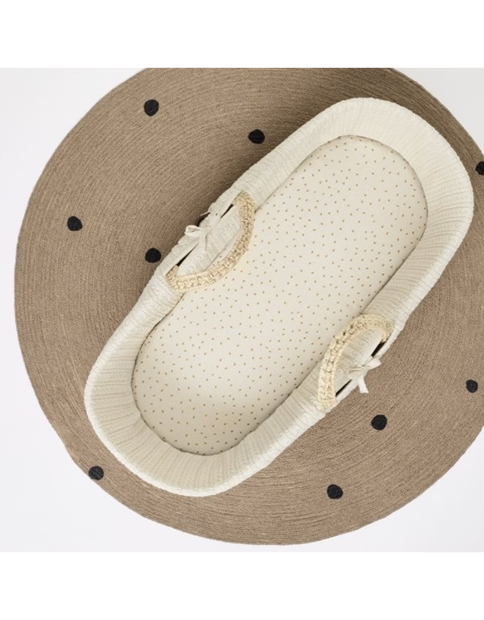 Little Green Sheep Organic Moses Basket Fillted Sheet - Linen Rice