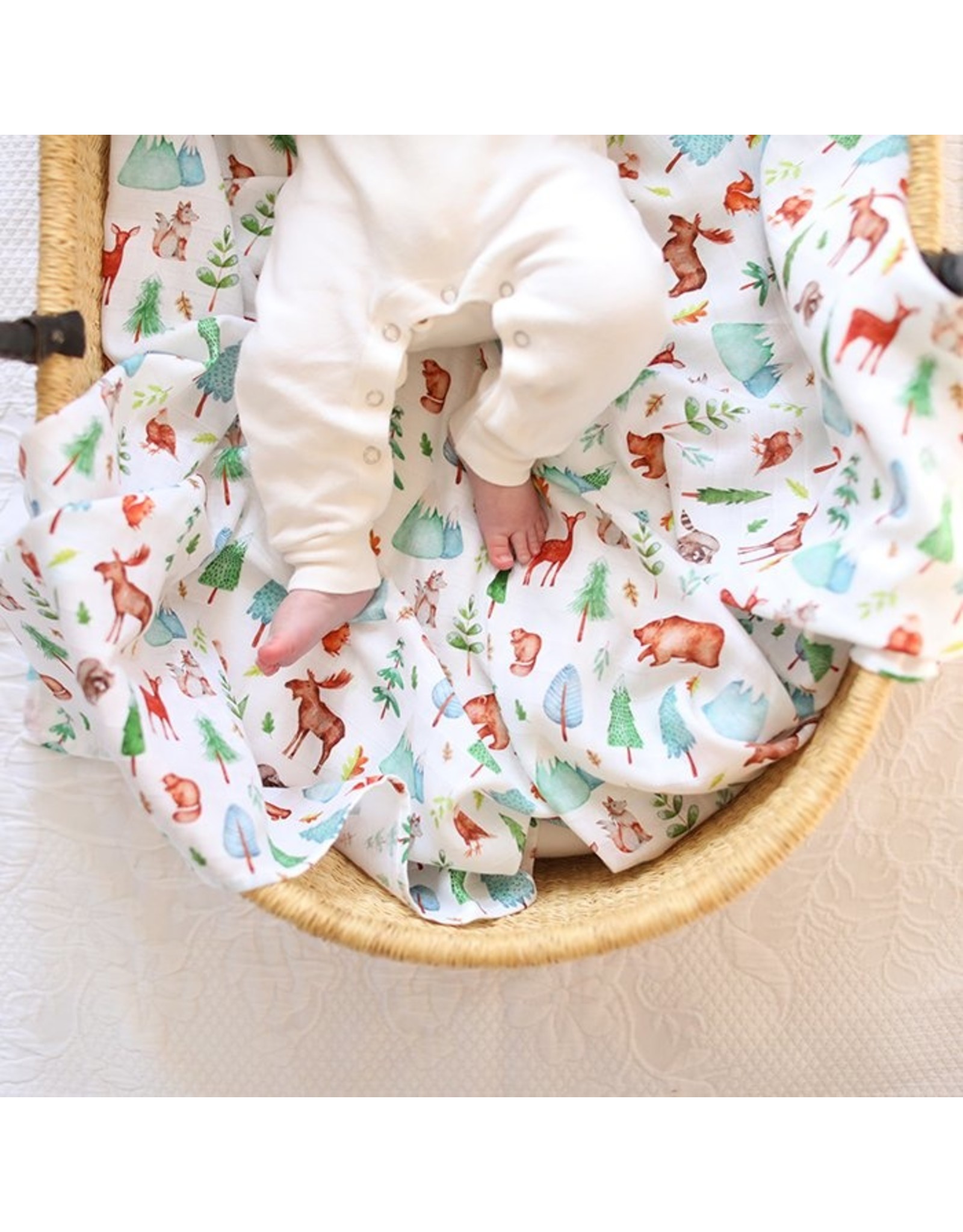 Fox in the Attic Muslin Swaddle Blanket - Mountain Life