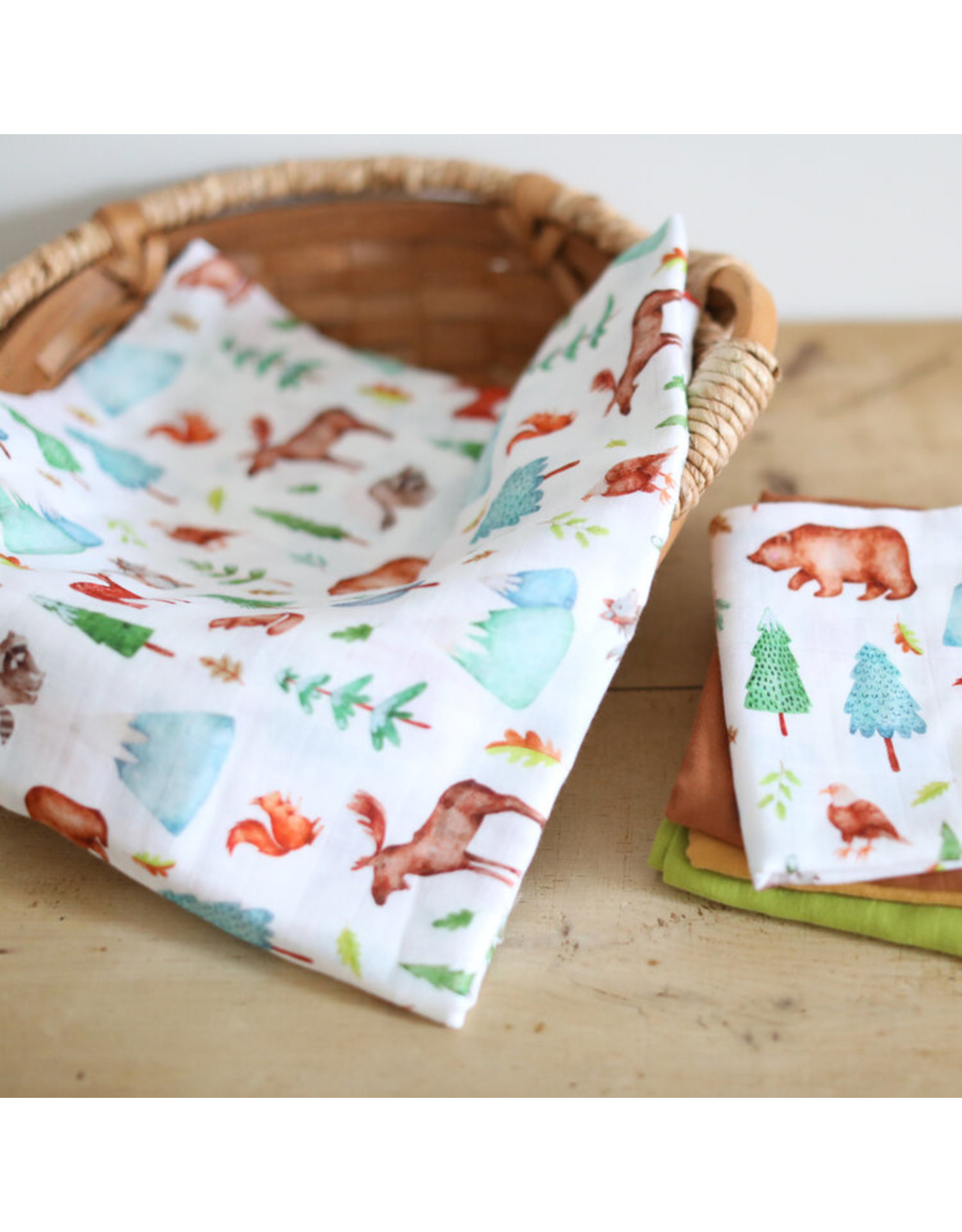 Fox in the Attic Muslin Swaddle Blanket - Mountain Life