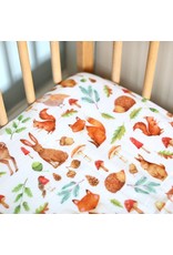 Fox in the Attic Cotton Muslin Fitted Cotbed Sheet -Woodland