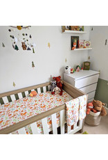 Fox in the Attic Cotton Muslin Fitted Cotbed Sheet -Woodland