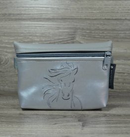 Edelzosse Bauchtasche Silber- Pferd Bestickt