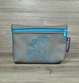 Edelzosse Bauchtasche Grau-Pferd bestickt