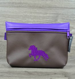 Edelzosse Bauchtasche Braun- Lila Tölter Bestickt